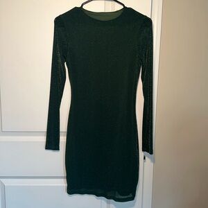 Elegant Green Long Sleeve Dress